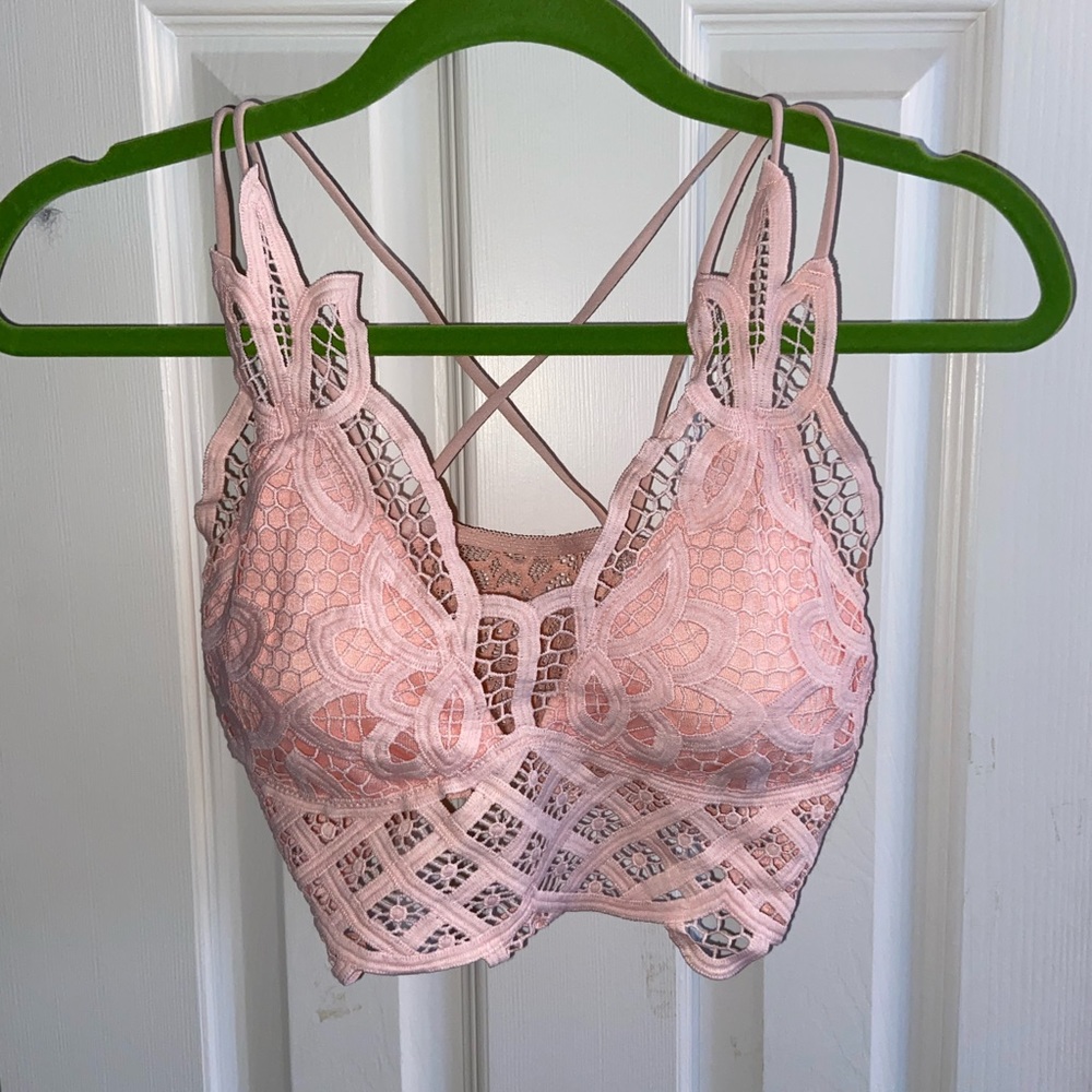Baby Pink Lace Crossback Bralette